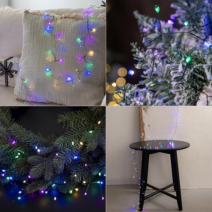 Firecracker Fairy Lights,20FT 200Leds Waterproof Twinkle Lights Plug in,8 Modes Remote String Light for Indoor Outdoor Christmas Wedding Birthday Patio Garden Decor,Green Wire,Multicolor