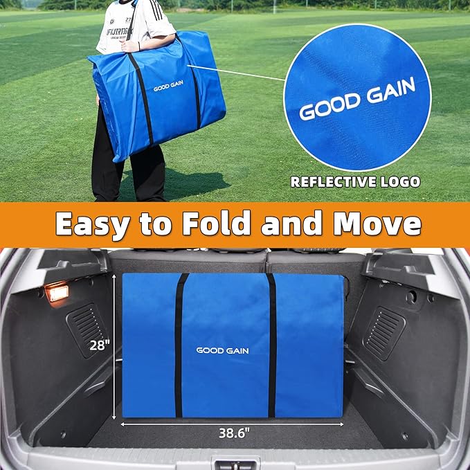 G GOOD GAIN Portable Soccer Bench - Team Bench Soccer 8 Seats with Bag, Sideline Folding Bench, Folded Chair Seating 8 for Football Camp Outdoor Sport Events, Team Chairs for Adults, Blue