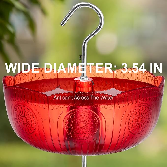 Ant Moat for Hummingbird Feeders, (4 Pack, 6 OZ) Vintage Style Humingbird Feeder Parts Ant Guard & Stopper(Red)