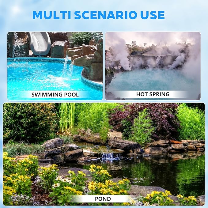 Upgraded Outdoor Pond Waterfall Kit with 50W Pump - 825 GPH Water Flow, 12.2 Inch Adjustable Waterfall Spillway & Extra Long Hose for Garden Ponds, Backyard Water Features