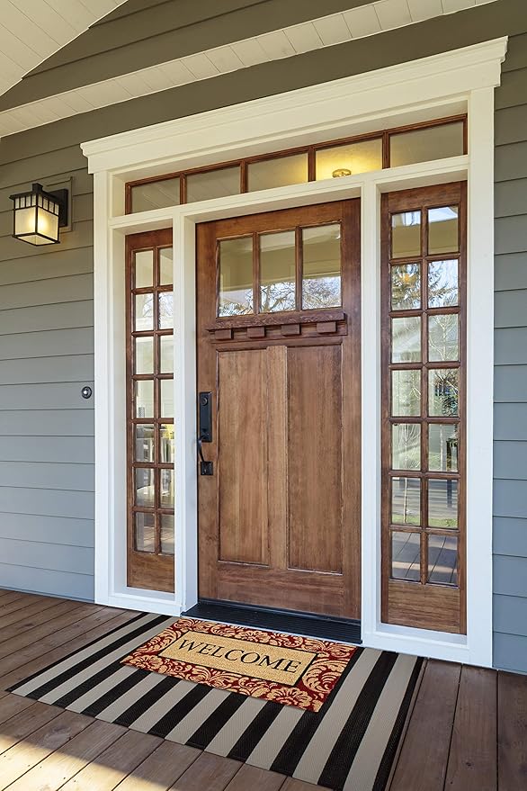 DII Natural Coir Doormat Outdoor Welcome Mat, 17x29, Damask