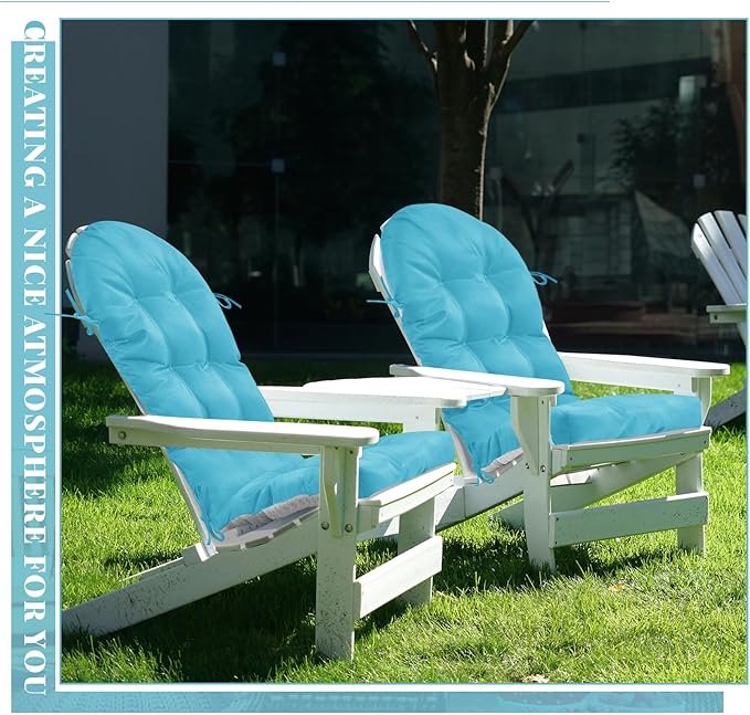 Geelin 4 Pcs Adirondack Chair Cushion High Back Patio Rocking Chair Cushion 44 x 19 x 4 Inch Tufted Weather Resistant Fade Resistant Seat for Patio Rocking Seat (Royal Blue)
