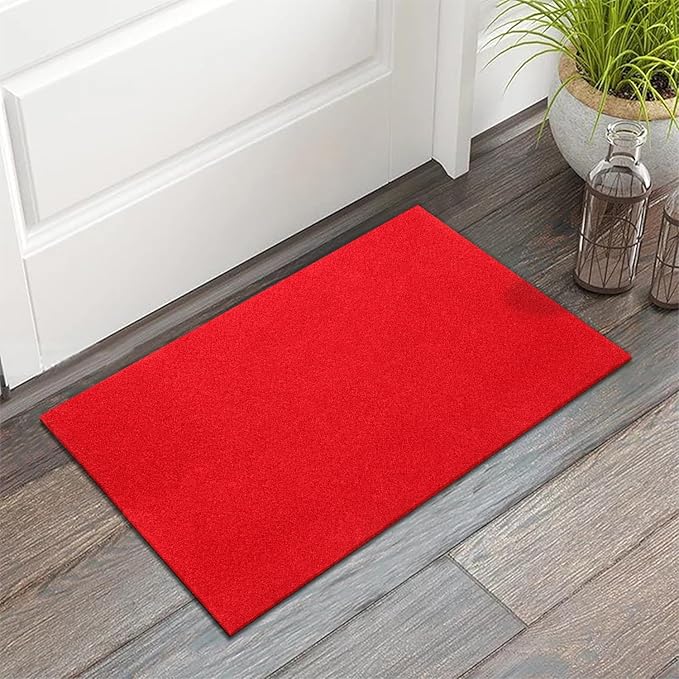 AAZZKANG Red Door Mat Set of 2 Non Slip Durable Multi-Purpose Outdoor Indoor Mats Ultra Absorb Mud Easy to Clean Entry Doormat for Inside,Outside,Patio,High Traffic Areas