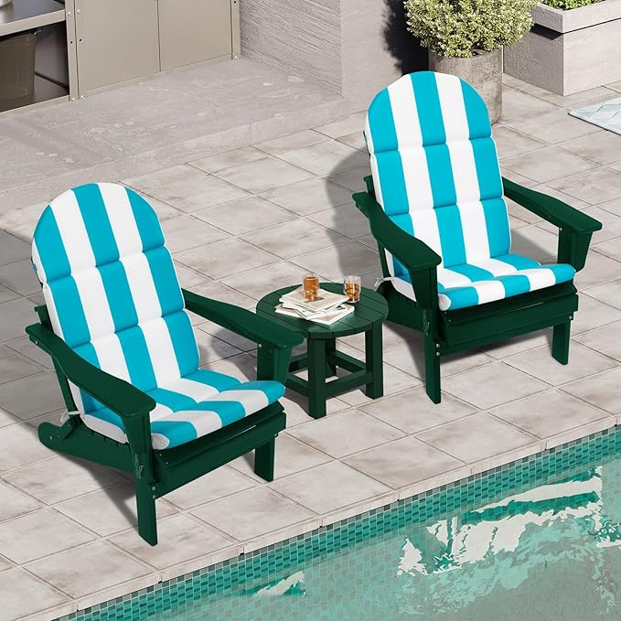 Crestlive 50x19.6 Inch Adirondack Chair Cushion, Water Repellent, Fade Resistant, High Back Outdoor Rocking Chair Cushion for Patio, Blue Stripe