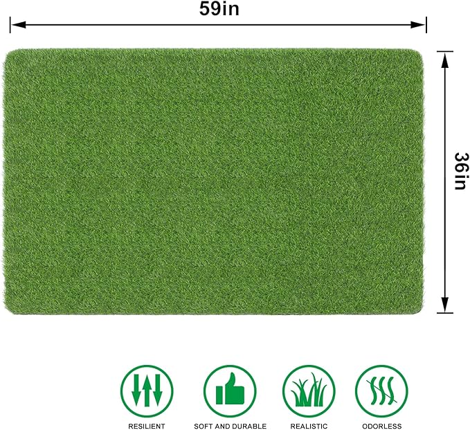 Artificial Grass Mat, Turf Grass Front Door Mats Outdoor/Indoor, Realistic Fake Grass Rug for Dog, Entrance, Patio, Camper, Home Decor, 36” x 59”