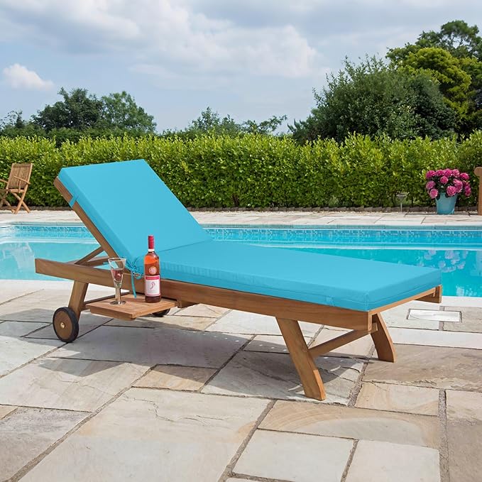 Only choice Outdoor Chaise Lounge Cushion Set of 2, 75" x 24" Lounge Chair Cushion Water-Resistant & Fade-Resistant for Lawn, Pool, Replacement Seat Cushion for Patio (Sky Blue)