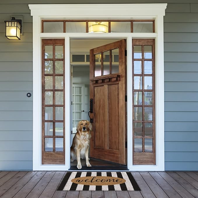 DII Natural Coir Doormat Outdoor Welcome Mat, 17x29, Cabana Stripes