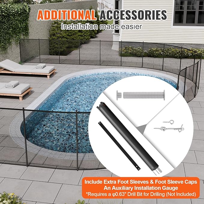 VINGLI 4ft High Pool Fence for Inground and Above Ground Pools, Black Mesh Removable Safety Fencing, Heavy-Duty Protective Barrier for Garden & Backyard (4×72FT)