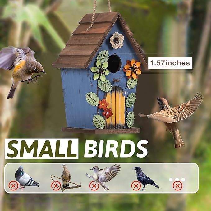 handrong Bird Houses for Outside,Wood Birdhouse,Bird Nest,Birdhouses for Outdoors,Wooden Bird Box,Bluebird House for Outside,Bird Gifts for Bird Lovers