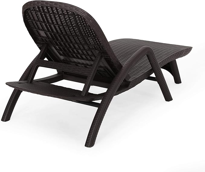 Christopher Knight Home Blanche Outdoor Faux Wicker Chaise Lounge, Dark Brown