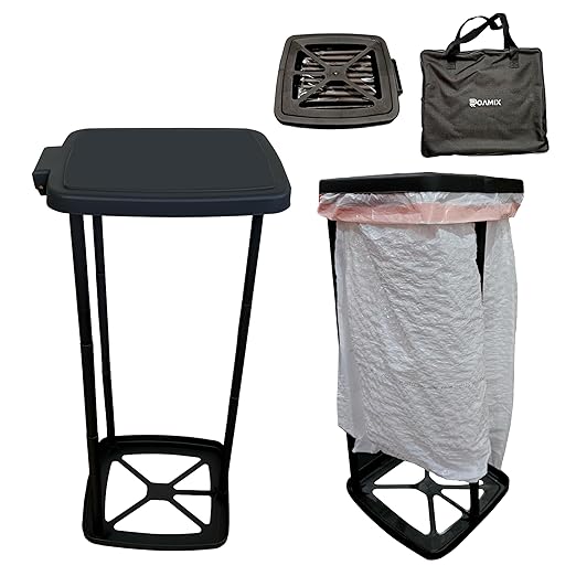 Roamix Collapsible Trash Can with Carrying Bag – Foldable Indoor/Outdoor 13 Gallon Garbage Bin for Camping, Parties, Home & Events – Quick Assembly Pop-Up Trash Holder