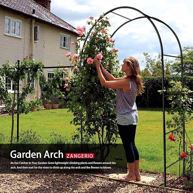 Garden Arch Trellis for Climbing Plants Outdoor Wedding Arches for Ceremony Black Metal Garden Arbor Indoor Garden Arches for Party Decoration 7.9ft Wide X 6.4ft High (Brown)