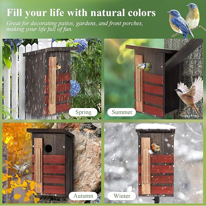Bluebird House for Outside, Bird House DIY Assembly Kit, Birdhouses for Outdoors Clearance, Roosting & Nesting Boxes for Robins, Finches and Small Garden Birds