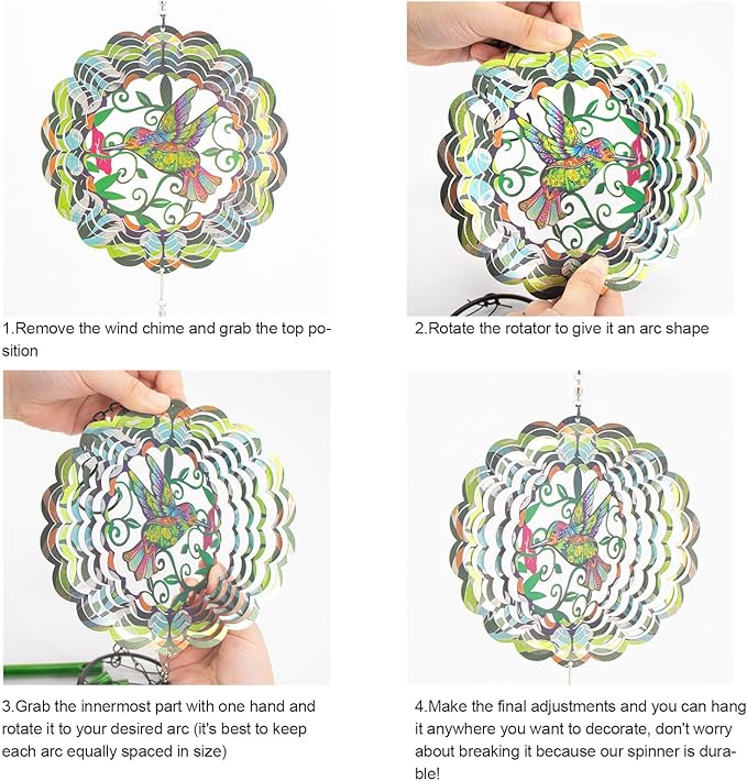 Wind Chimes with Hummingbird Wind Spinner, Gifts for Men, Women, Retirement, Teacher, Parents - Outdoor Hanging Decor Clearance for Garden, Patio, Backyard Or Porch