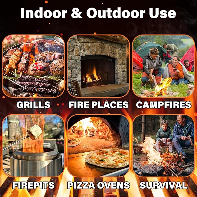 HGD Natural Fire Starters (256 Pcs) - Waterproof & Odorless Charcoal Starters for Fireplace, Campfire, BBQ, Grill, Fire Pit, Wood & Pellet Stove, Chimney, Pizza Oven & Smoker - Indoor & Outdoor Use