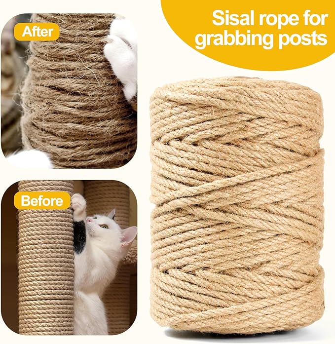 Jute Twine String - 328ft 6mm Eco-Friendly Heavy-Duty Cord for Crafts,Industrial Packaging & Garden | Natural Fiber Rope for DIY Decor,Bundling & Cat Scratchers