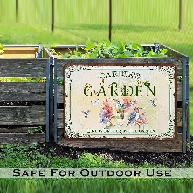 Custom Metal Signs with Name Made in USA Personalized Vintage Garden Sign Waterproof Vintage Decorative Metal Print for Wall Decor Customized Home Garden Ideas Gifts Artwork Prints for Yard Outdoor
