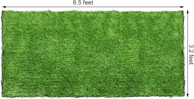 Fasmov Green Artificial Grass Rug Grass Carpet Rug, 3.2' x 6.5' Realistic Fake Grass Deluxe Turf Synthetic Turf Thick Lawn Pet Turf, Indoor/Outdoor Area Rug