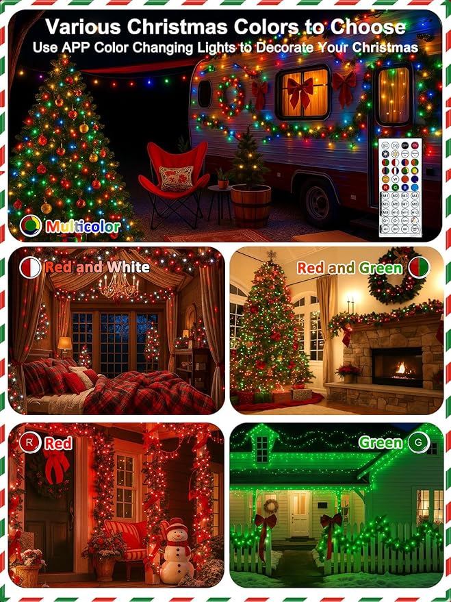 Smart Color Changing Valentines Day Lights with Remote & App Control, 66FT 200LED RGB Light with Timer, Music Sync Multiple Modes Twinkle Christmas Light Waterproof Indoor Outdoor Valentines Day Decor