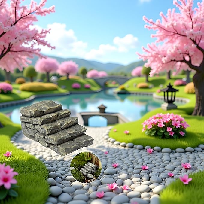 Miniature Resin Bridge Stair Stone Straight Bridge Stairs Steps Garden Fairy Ornament Micro Landscaping Decor Bonsai Craft Straight Stairs Outdoor, Garden Sculptures and Statues, Decorations