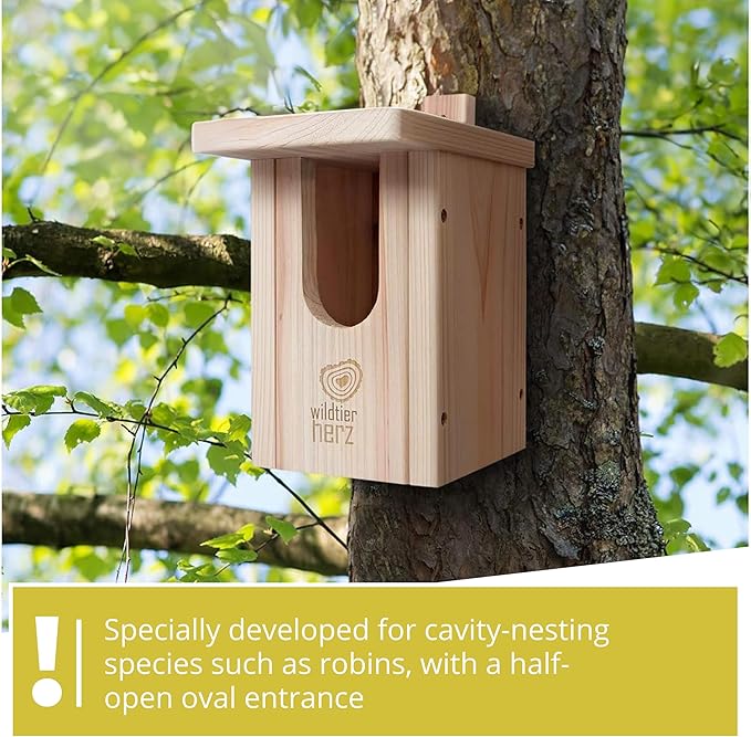 Wildlife Heart I Bird Nestheline Deals Made of Solid Wood - Screwed, Nesting Boxes for Birds, Nesting Box red throats, Bird House Incubator for Birds, birded Box Weatherproof