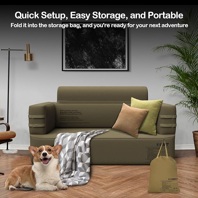 Inflatable Couch Multifunctional Durable Inflatable Sofa with Built in Pump Inflatable Furniture Portable Blow Up Couch for Camping Backyard Outdoor Glamping Inflatable Chair Movie Loveseat | Easy Inflation, Waterproof, Puncture Resistant, Heavy Duty, ...