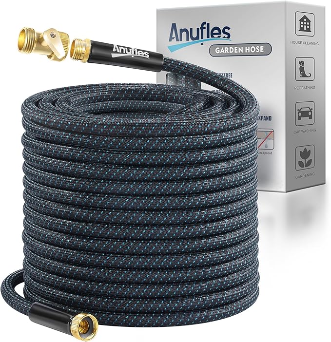 Garden Hose 25FT, Lightweight 3-Layer PVC Flexible Water Hose, No Kink, Leak-Resistant, High-Pressure with Metal Fittings, Durable for Outdoor, Gardening, Washing Cars, Easy to Store