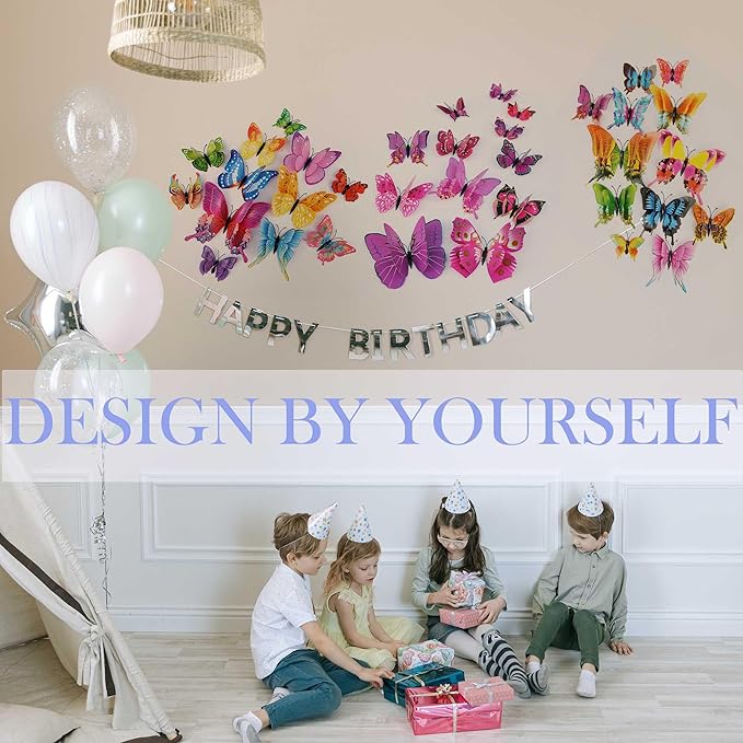 Butterfly Wall Decor 24/48 PCS, 3D Butterflies Stickers for Party Decorations with Magnets (Swallow, 48)