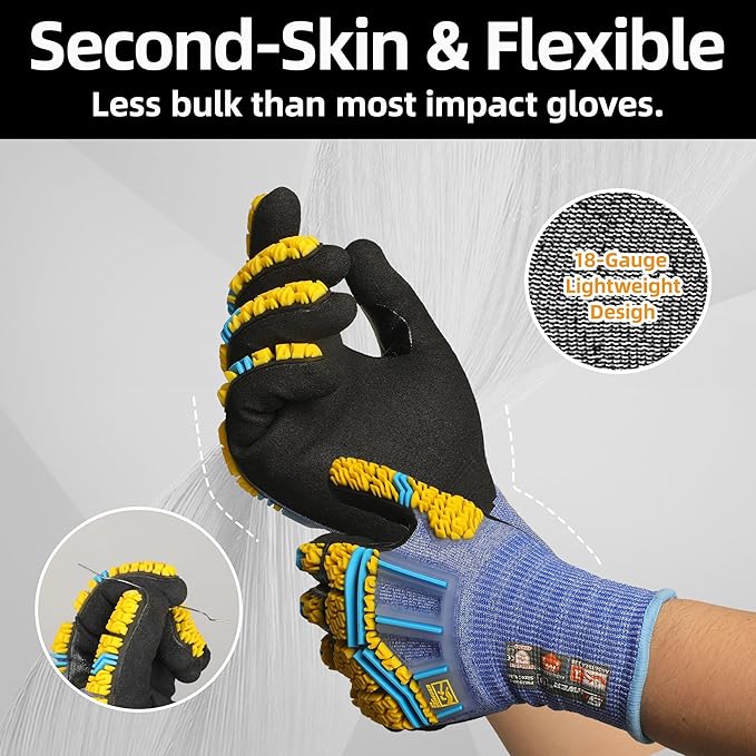 Schwer PRO-SKIN Impact Gloves with ANSI A4 Cut Reistant Protection, Flexible and Comfortable Work Gloves with Grip，Touchscreen, Used for Oil and Gas E&P，Mechanic, Construction, Non-PFAS, XL, PM3900-T