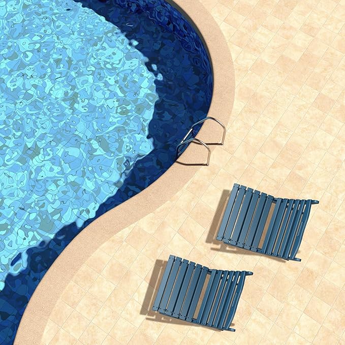 GREENVINES Folding Wave Chairs Set of 2 | Xavier | Portable Adirondack Chair | HDPE | All Weather | Blue | for Fire Pit Beach Outdoor Deck Poolside Garden Patio Porch Fishing