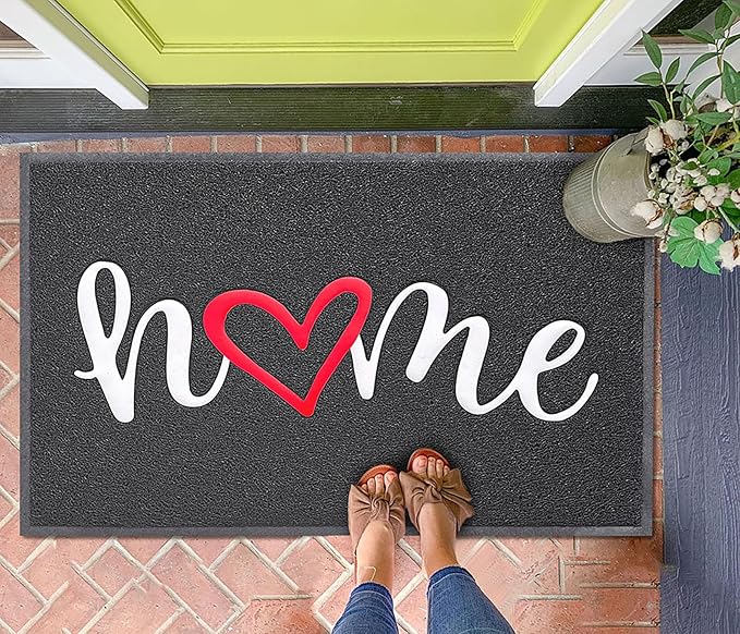 KILOCOCO Door Mat Outdoor Doormat Welcome Mat Funny Home Mats Non-Slip Front Door Mat for Entrance Indoor Door Mats for Garage Patio 31"x47", Black