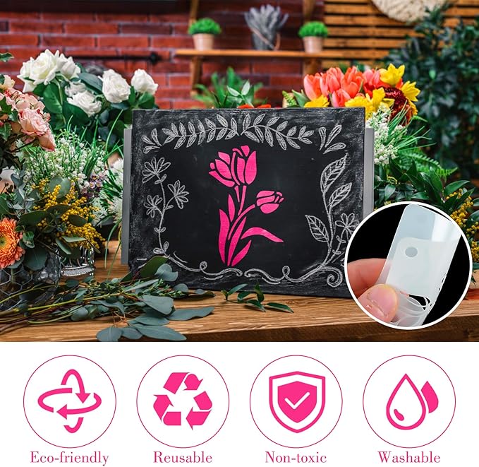 20 Pcs 2.95 Inch Flower Stencils for Crafts, Rock Painting, Home Decor