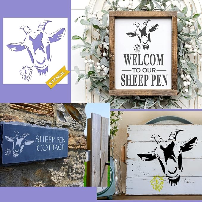 Farmhouse Stencils Farm Theme Reusable Stencils for Painting on Wood Animals Flower Vintage Truck Pattern Stencil for Drawing DIY Scrapbooking Furniture Wall Signs Floor Fabric Decors