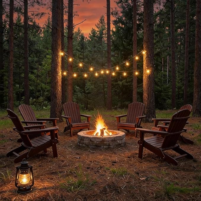 VINGLI Folding Adirondack Chairs Set of 2, Wood Adirondack Chair for Outdoor, Foldable Fire Pit Chairs for Patio, BBQ, Porch, Yard, Pool, Carbonized