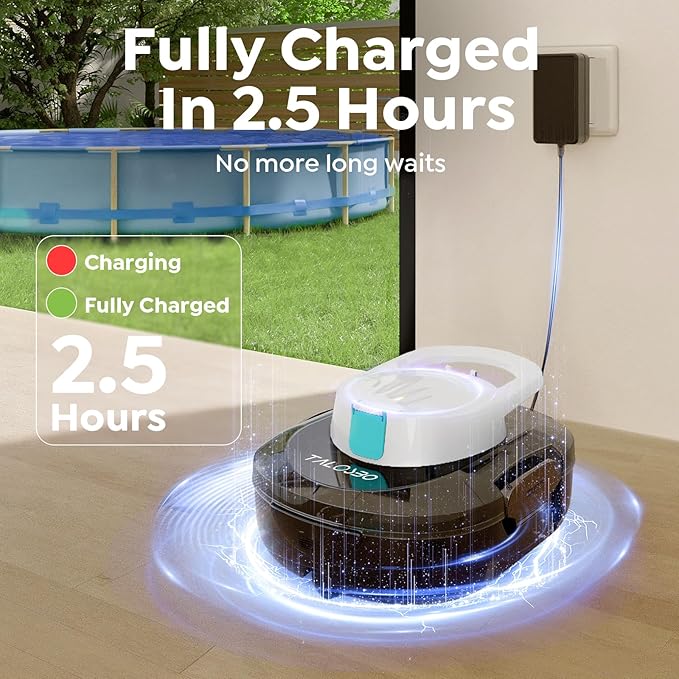 [2026 New] TALOSBO S1 PRO Cordless Pool Vacuum – Powerful Robotic Cleaner for Above-Ground Pools up to 1076 Sq.ft, 120-Min Runtime, 2.5H Fast Charging, Smart Auto-Parking Design