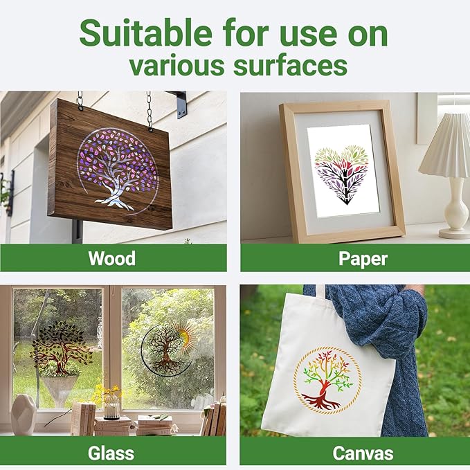 16 PCS Tree Stencils for Painting, Stencils for Crafts Reusable 6 x 6 Inch Tree of Life Templates for Wood Signs Journals Canvas and Spiritual Decor