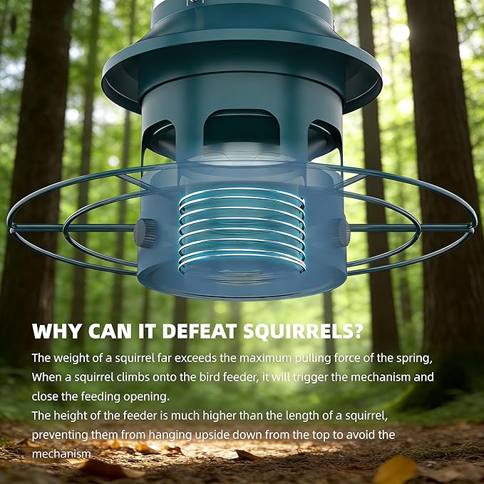 Metal Squirrel Proof Bird Feeders for Outdoors Hanging 4.0 LB Large Capacity,Easily Beat Squirrels,Easy to Clean and Fill,Waterproof,Attracting Finch,Cardinal,Chickadee,Christmas Birds Gifts