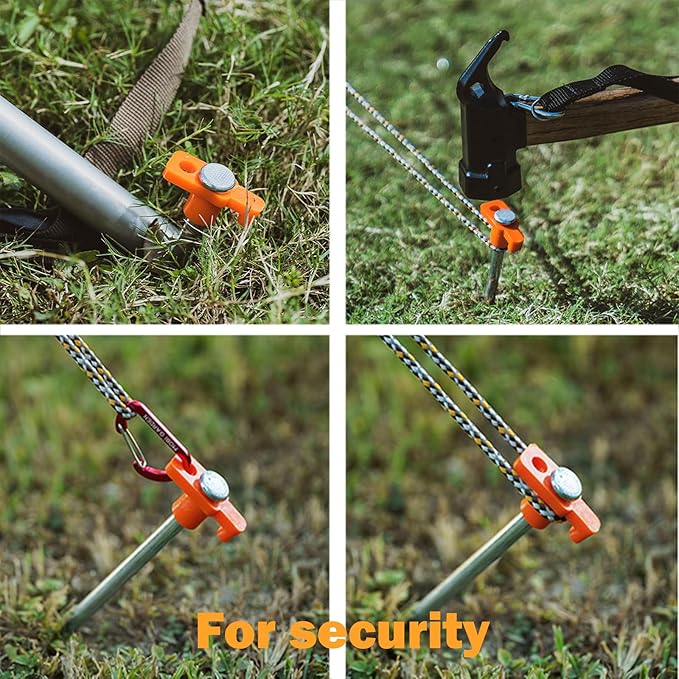 Cheardia 10 Pack Tent Stakes Heavy Duty, 9.75 Inch Yard Stakes Non-Rust Metal Tent Pegs Ground Stakes Tent Spikes for Camping Patio, Garden, Canopies, Grassland, Outdoor,Orange