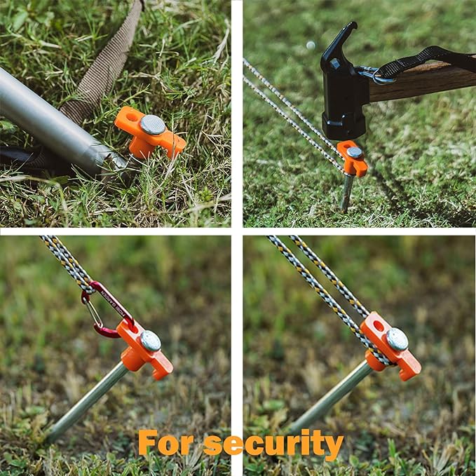 Cheardia 20 Pack Tent Stakes Heavy Duty, 9.75 Inch Yard Stakes Non-Rust Metal Tent Pegs Ground Stakes Tent Spikes for Camping Patio, Garden, Canopies, Grassland, Outdoor, Orange