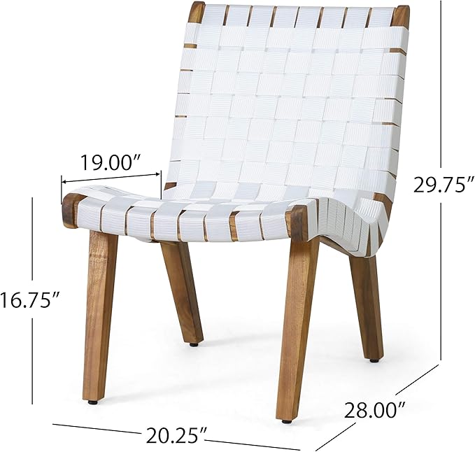 Christopher Knight Home Charlotter Outdoor Lounge Chair, White + Teak