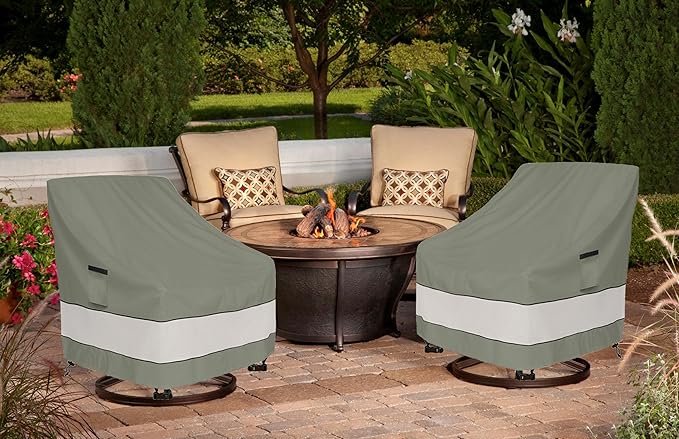 Patio Chair Covers Waterproof Patio Furniture Covers,35W x 37D x 38 H Inches Outdoor Swivel Chair Cover 2 Pack -Grayish Green