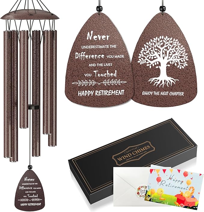 Retirement Wind Chimes for Women Men,Happy Retirement Gift for Woman Men Coworker Colleague Boss Teachers Nurses Friends,Going Away Gifts