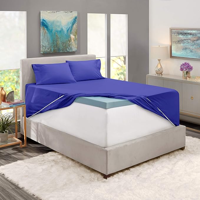 Clara Clark Deep Pocket Twin XL Fitted Sheet Fits up to 21 Inch Mattress - Super Soft Twin XL Fitted Sheet Only, Fade, Stain Resistant - Royal Blue Fitted Sheet Twin XL Size,