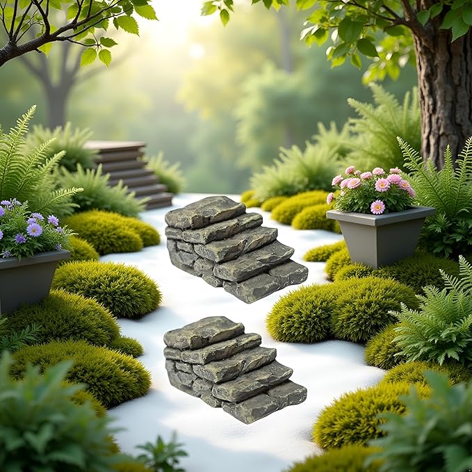 Mini Resin Bridge Stair Stone Straight Bridge Stairs Stone Steps Garden Fairy Ornament Flower Pot Plant Micro Landscaping Decor Bonsai Craft Straight Stairs Outdoor Statues Outdoor Decor