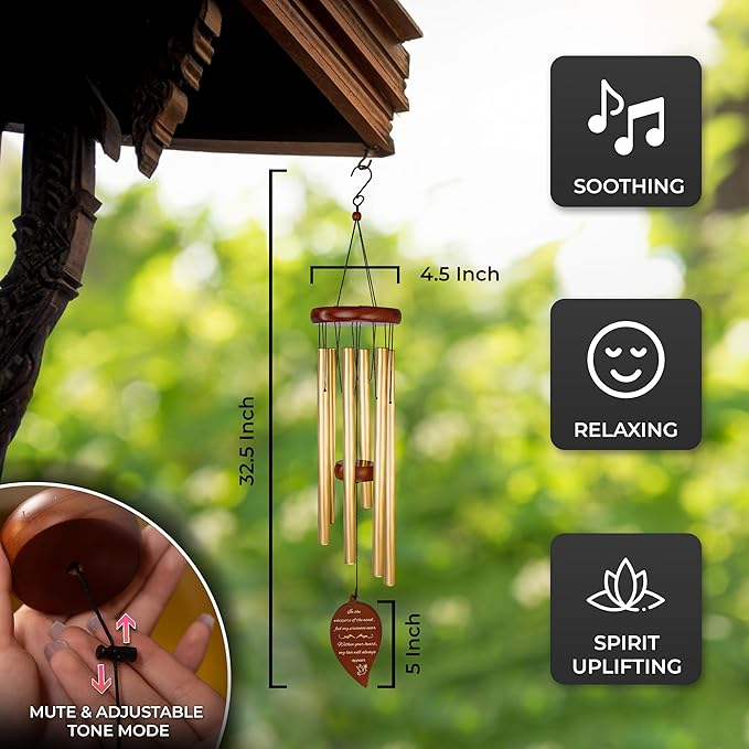 Best Memorial Wind Chimes for Outside - 32.5" Sympathy Wind Chimes Memorial Gifts for Loss of Loved One - in Remembrance Gifts - Best Bereavement Gift Idea for Loss of Loved One - Unique Funeral Gift