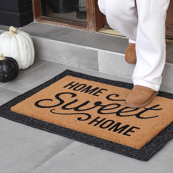 THEODORE MAGNUS Door Mat - Welcome Mat for Front Door with Non-Slip Backing - Durable Coir Doormat - Perfect for Outside Entrance and Entryway Matt - Outdoor/Indoor - Home Sweet Home - 17" x 30"