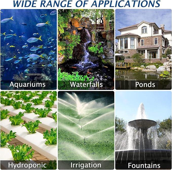 WaterRebirth (3200GPH-175W,UL listed) High Flow Large Fountain Submersible Water Pond Sump Pump Aquarium Electric Waterfall Pump Outdoor PS-3200