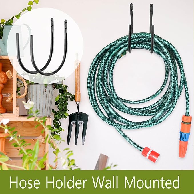 Garden Hose Holders Mount: Wall Mount Garden Hose Hangers for Outside - 4 Pcs Rust-Proof Water Hose Racks Hanging Hooks for Outside Expandable Hose