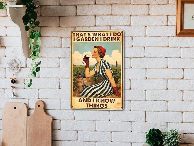 Garden Signs for Outside Wall Decor Funny Metal Signs Vintage Garden Decor for Gardener Gardening Sign Cottage Core Room Decor 8x12 Inches