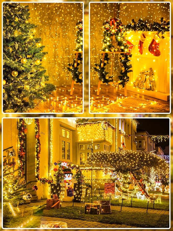 Super-Long 165FT 500 LED Christmas Tree Decor String Lights Indoor Outdoor, 8 Modes & Timer & Memory Function, Waterproof Fairy Lights- for Xmas Tree, Holiday Party, Garden Decorations (Warm White)